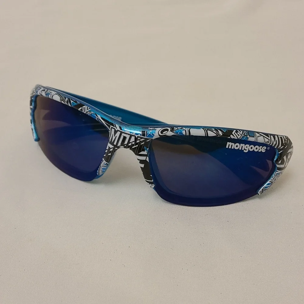 Kids Mongoose Wrap Sunglasses Blue White Children's Boys NWOT